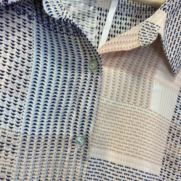 Rose + Olive Button Up Shirt Womens 3X Boho Patchwork Sheer Lightweight Blouse - Picture 7 of 13